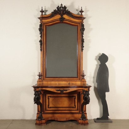 Console Table with Mirror Mahogany Italy 19th Century