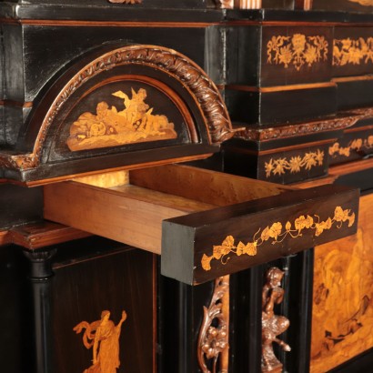 Impressive Cabinet with Inlays Ebony Italy 19th Century