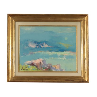 Landscape Painting by Gino Moro The Dam at Mignano 1968