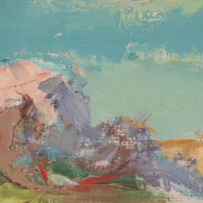 Paysage de Gino Moro Huile sur Toile 1968