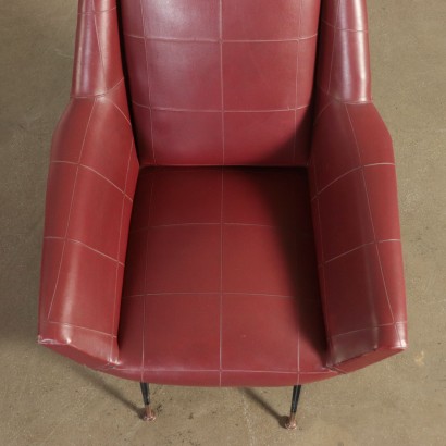 Paire de Fauteuils Mousse Skai Métal Laiton Italie Années 60