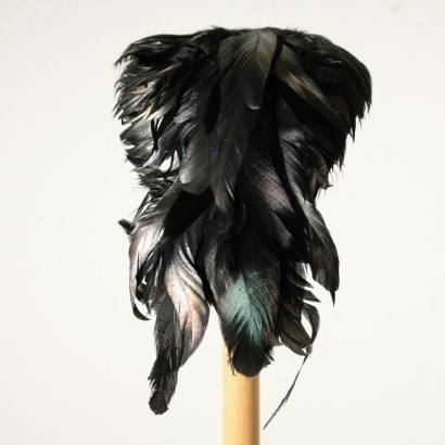 Chapeau Plumes Noires Argentées Vintage 1930