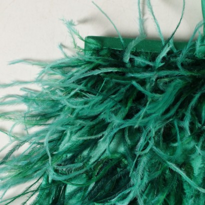 Sac vert Vintage Satin Plumes Vers 1970