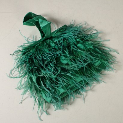 Sac vert Vintage Satin Plumes Vers 1970