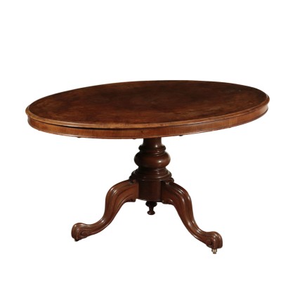 Elliptical Table Walnut Burl Veneer 19th Century