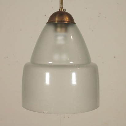Ceiling Light Brass Frosted Glass Vintage Italy 1960s