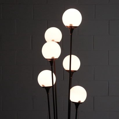 Lampadaire Marbre Métal Verre opalin Fabriqué en Italie Années 60