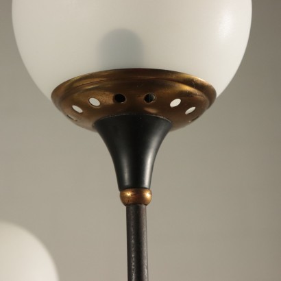 Lampadaire Marbre Métal Verre opalin Fabriqué en Italie Années 60