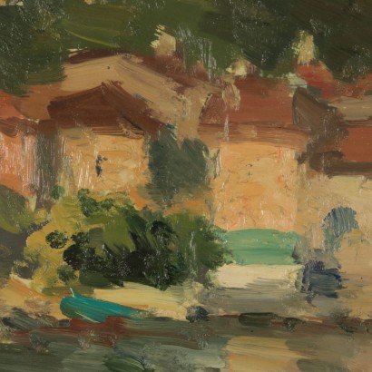 Paysage de Mario Borgiotti Huile sur Panneau 1968