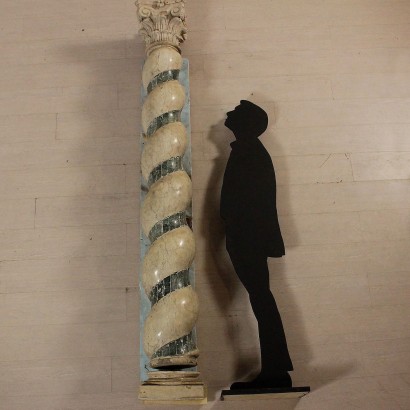 Couple of Spiral Marble Columns Italy 17th Century