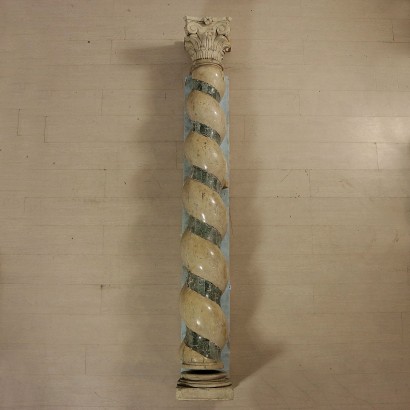 Couple of Spiral Marble Columns Italy 17th Century