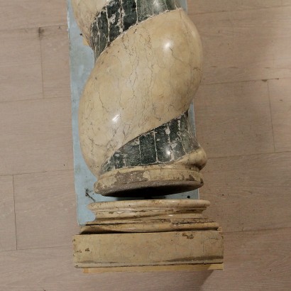 Couple of Spiral Marble Columns Italy 17th Century