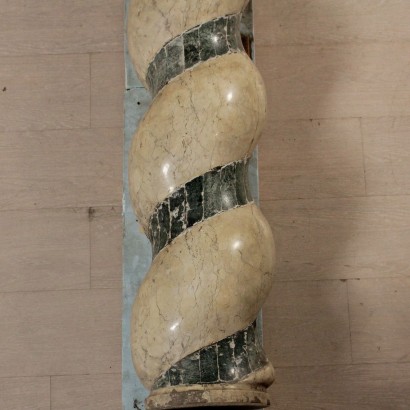 Couple of Spiral Marble Columns Italy 17th Century