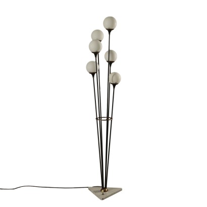 Floor Lamp Marble Metal Opal Glass Vintage Italy 1960s