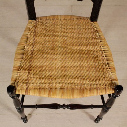 Paire de Chaises Bois laqué Canne Italie Annés 60