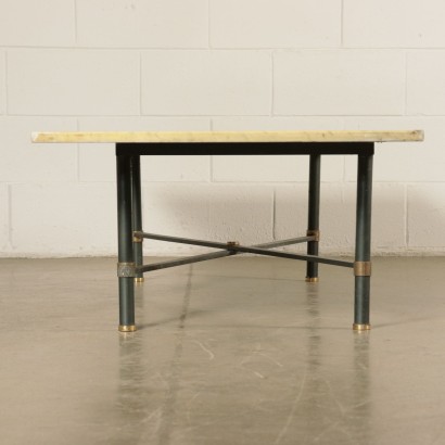 Petite Table Fer Laiton Marbre Italie '900