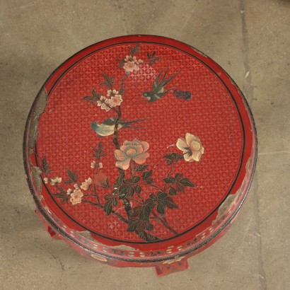 Pair of Chinoiserie Stools Laquered Wood 20th Century