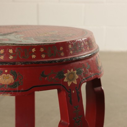 Pair of Chinoiserie Stools Laquered Wood 20th Century