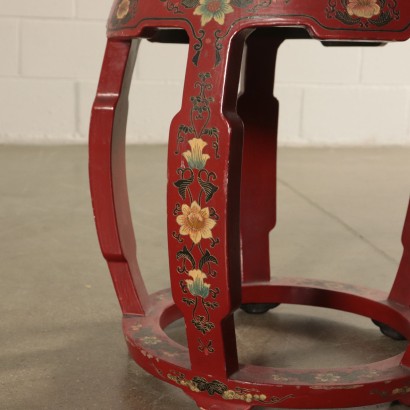 Pair of Chinoiserie Stools Laquered Wood 20th Century