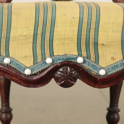 Six Chaises Noyer Tissu Italie '700