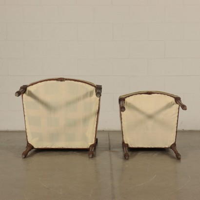 Suite de six Chaises et un Fauteuil Noyer Italie Première moitié '900