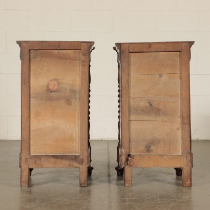 Pair of Walnut Nightstands Italy Mid 19th Century