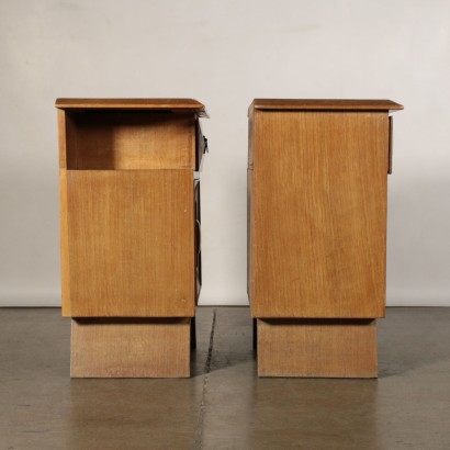 Pair of Nightstands Oak Veneer Vintage Italy 1940s