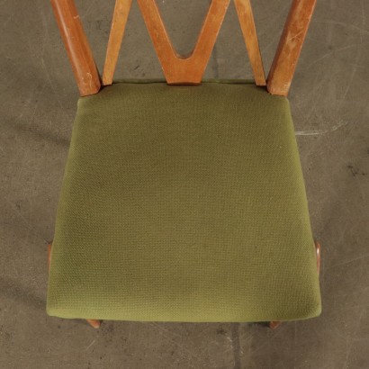 Set of Chairs Beech Fabric Upholstery Vintage Italy 1950s