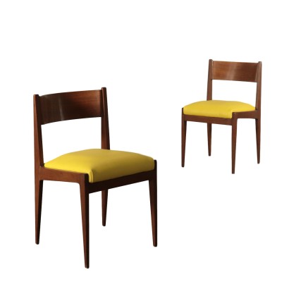 Paire de Chaises Teck Mousse Cuir synthétique Italie Années 60