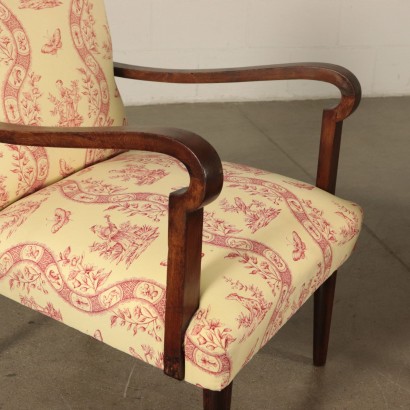 Pair of Armchairs Fabric Upholstery Wood Vintage Italy 1940s