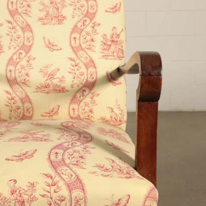 Pair of Armchairs Fabric Upholstery Wood Vintage Italy 1940s