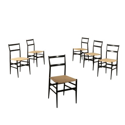 Groupe de six Chaises Superleggera Gio Ponti Cassina Italie Années 60