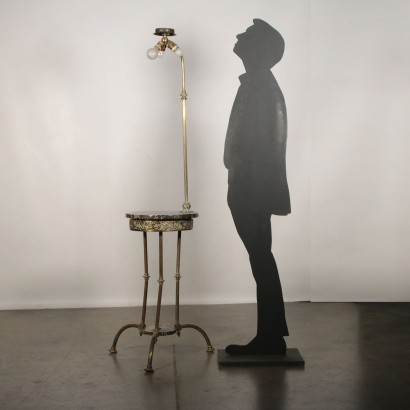 Floor Lamp with Coffee Table Marble Brass Italy 20th Century