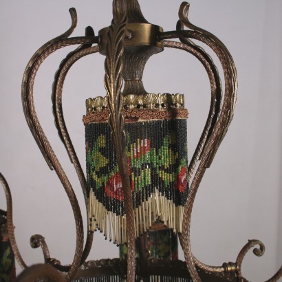 Liberty Chandelier Brass Glass Italy 20th Century