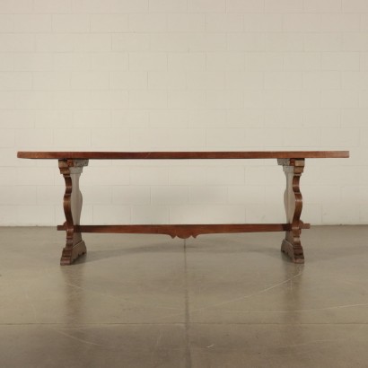 Revival Refectory Table Solid Oak Italy 20th Century