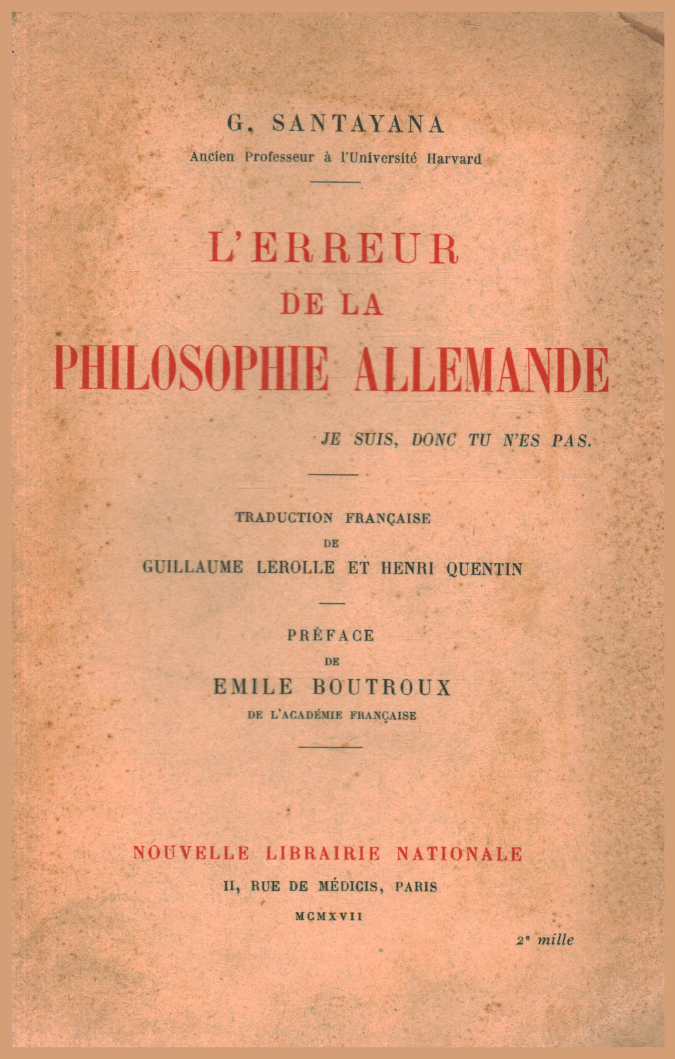 L erreur de la philosophie allemande, s.zu.