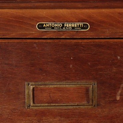 Fichier de Bureau Bois Laiton Plaque d'Antonio Ferretti Milan '900