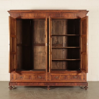 Wardrobe Four Doors Walnut Italy 19th Century