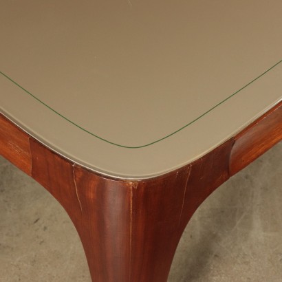 Table Mahogany Glass Vintage Italy 1950s-1960s