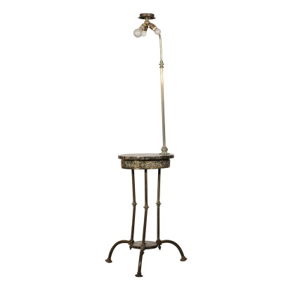 Floor Lamp with Coffee Table Marble Brass Italy 20th Century