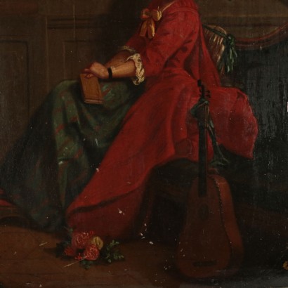 Portrait d'une Dame Huile sur Panneau '800