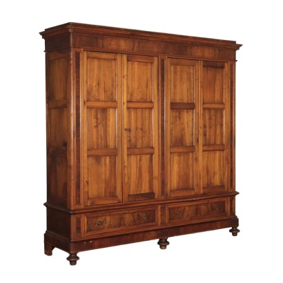 Wardrobe Four Doors Walnut Italy 19th Century