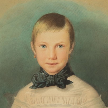 Portrait d'Enfant Aquarelle sur Papier Deuxième moitié '800