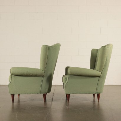 Pair of Bergere Armchairs Fabric Vintage Italy 1950s