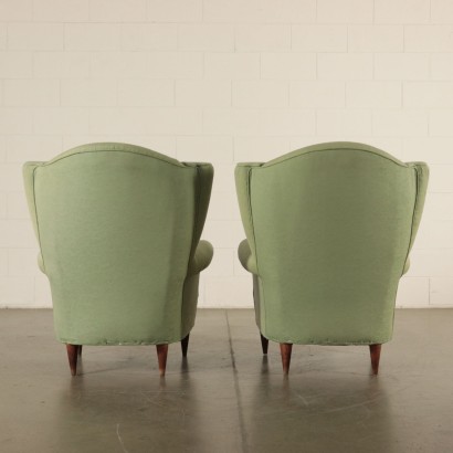 Pair of Bergere Armchairs Fabric Vintage Italy 1950s
