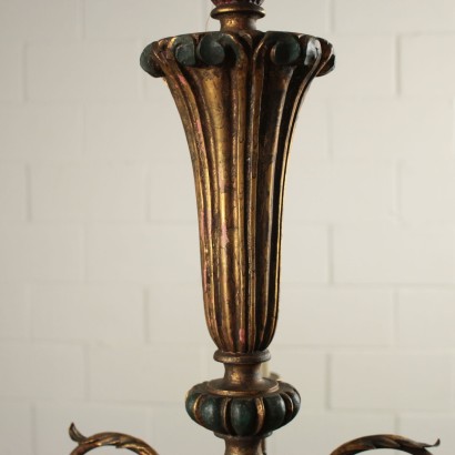 Pair of Decorated Chandeliers Wood Iron Italy Mid 1900s