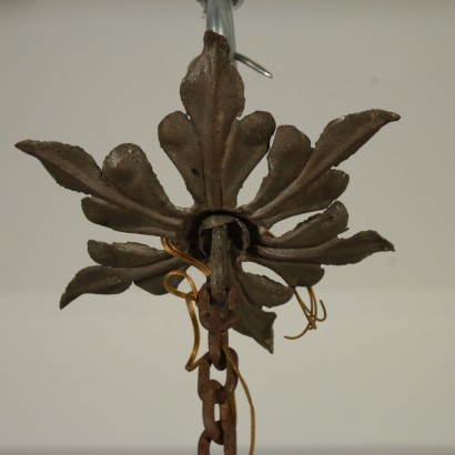 Antique Chandelier Iron Gilded Wood Late 1700s-Early 1800s