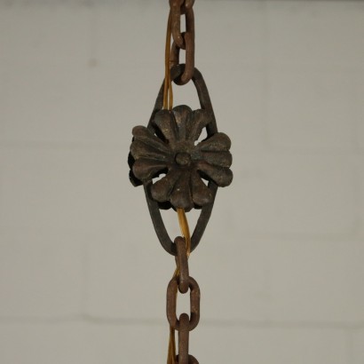 Antique Chandelier Iron Gilded Wood Late 1700s-Early 1800s