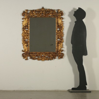 Miroir Richement Sculpté Bois doré Italie Premier '700