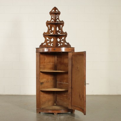 Small Walnut Corner Cabinet Italy Mid 19th Century